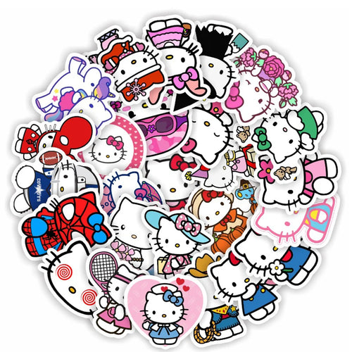 10/30/50PCS Hello Kitty Cute Anime Stickers Graffiti Decals DIY Phone Fridge Laptop Sticker Decoration Classic Toys